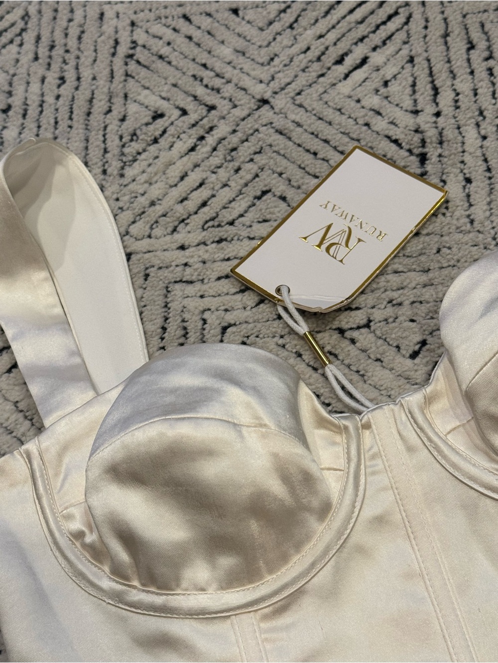 Satin Bustier Top in Ivory - Picture 4 of 10